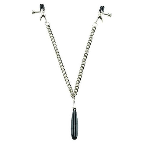 Weighted Adjustable Broad Tip Clamps with Link Chain - Breast and Nipple Toys