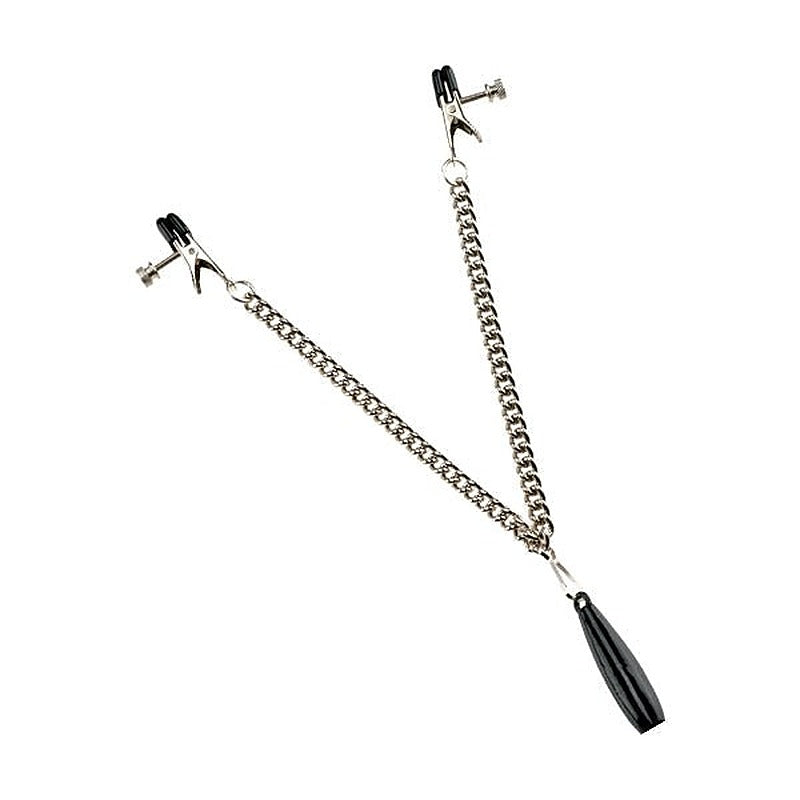 Weighted Adjustable Broad Tip Clamps with Link Chain - Breast and Nipple Toys