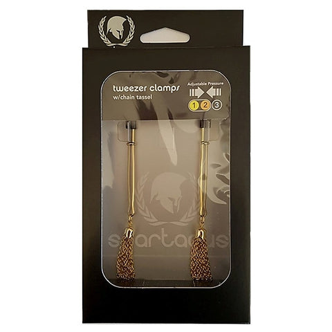 Spartacus Sensual Tweezer Clamps with Chain Tassel - Breast and Nipple Toys