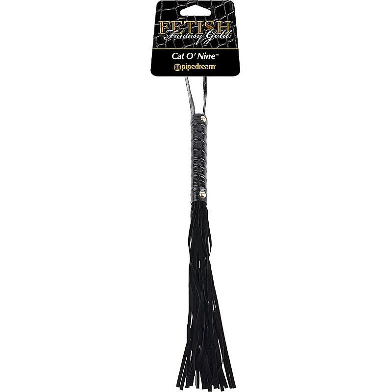 Fetish Fantasy Gold Cat O' Nine Leather Flogger - Whips And Crops