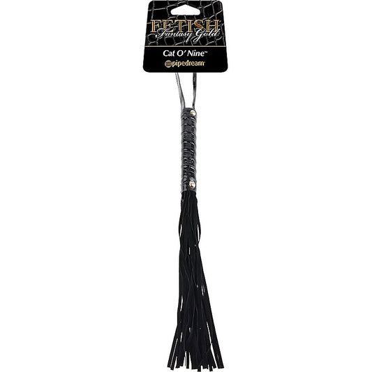 Fetish Fantasy Gold Cat O' Nine Leather Flogger - Whips And Crops