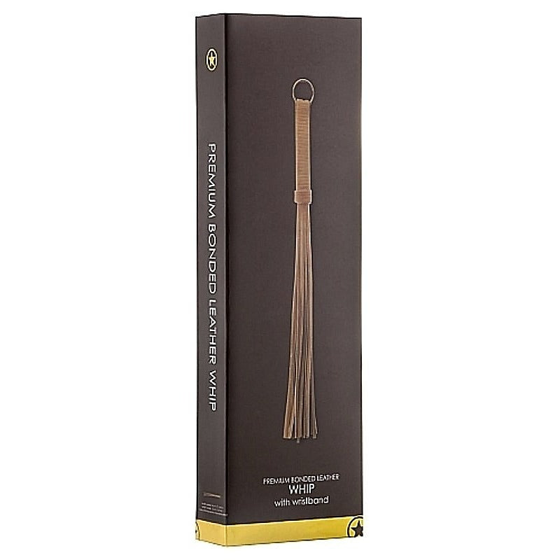 Bonded Leather Whip Brown by Shots Toys - Whips And Crops