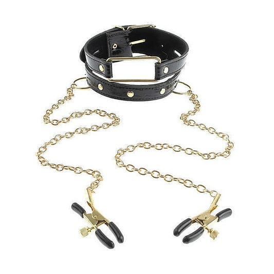 Fetish Fantasy Gold Collar and Nipple Clamps - Nipple and Clit Clamps
