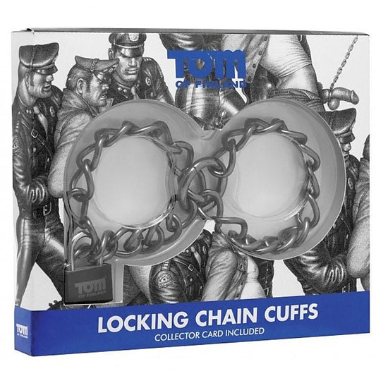 Tom of Finland Locking Chain Cuffs by XR Brands - Cuffs and Restraints