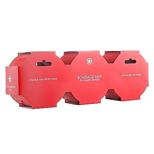 Ouch Bondage Tape 3 Pack Red by Shots Toys - Cuffs and Restraints