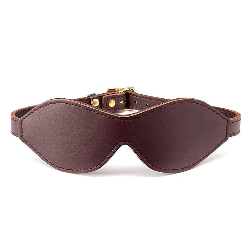 Premium Brown Leather Blindfold by Coco de Mer - Fancy Dress Ups