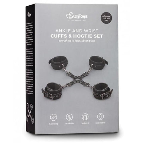 Fetish Ankle and Wrist Cuffs and Hogtie Set by Easytoys - Cuffs and Restraints