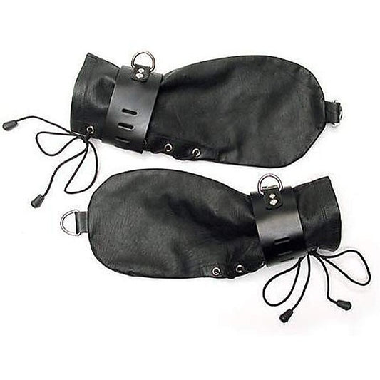 KinkLab Leather Bondage Mittens by The Stockroom - Cuffs and Restraints