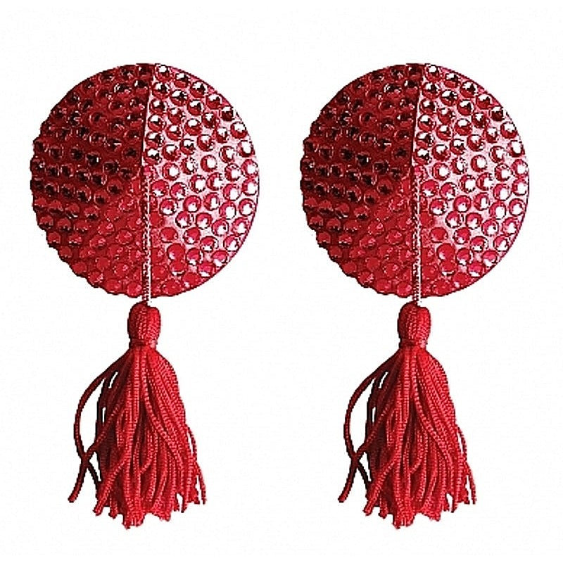 Ouch! Nipple Tassels Round Red by Shots Toys - Nipple and Clit Clamps