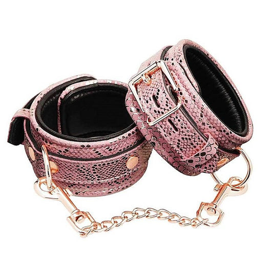 Pink Snake Microfiber Wrist Cuffs by Spartacus - Cuffs and Restraints