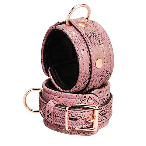Pink Snake Microfiber Wrist Cuffs by Spartacus - Cuffs and Restraints