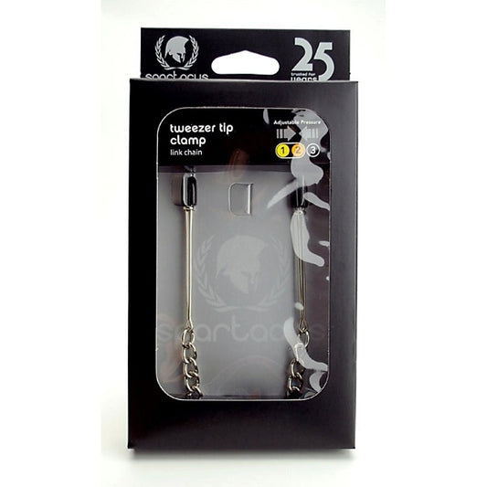 Adjustable Tweezer Clamps with Link Chain by Spartacus - Breast and Nipple Toys