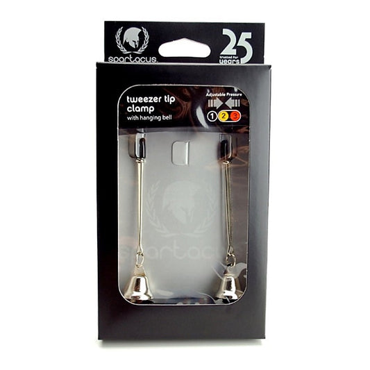 Adjustable Tweezer Clamps with Hanging Bell by Spartacus - Nipple and Clit Clamps