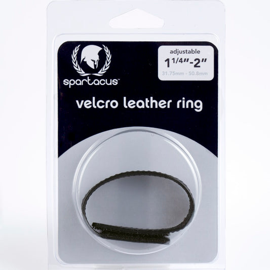 Sewn Leather Cock Ring Adjustable Velcro Tightening - - Cock Rings