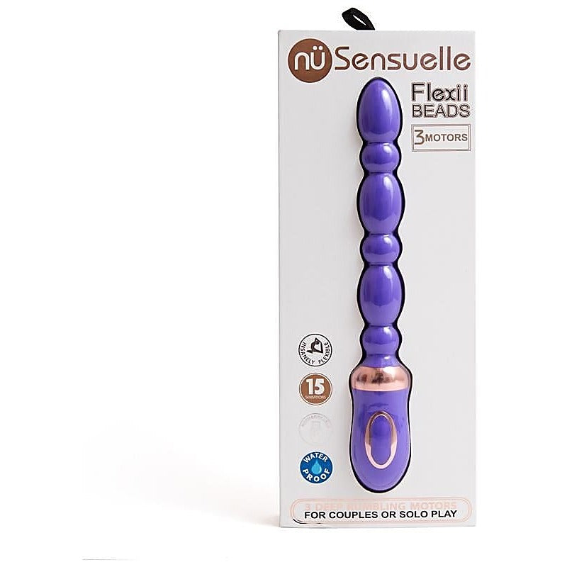 Nu Sensuelle Flexii 15 Functions Vibrating Anal Beads USB Rechargeable - Anal Beads and Balls