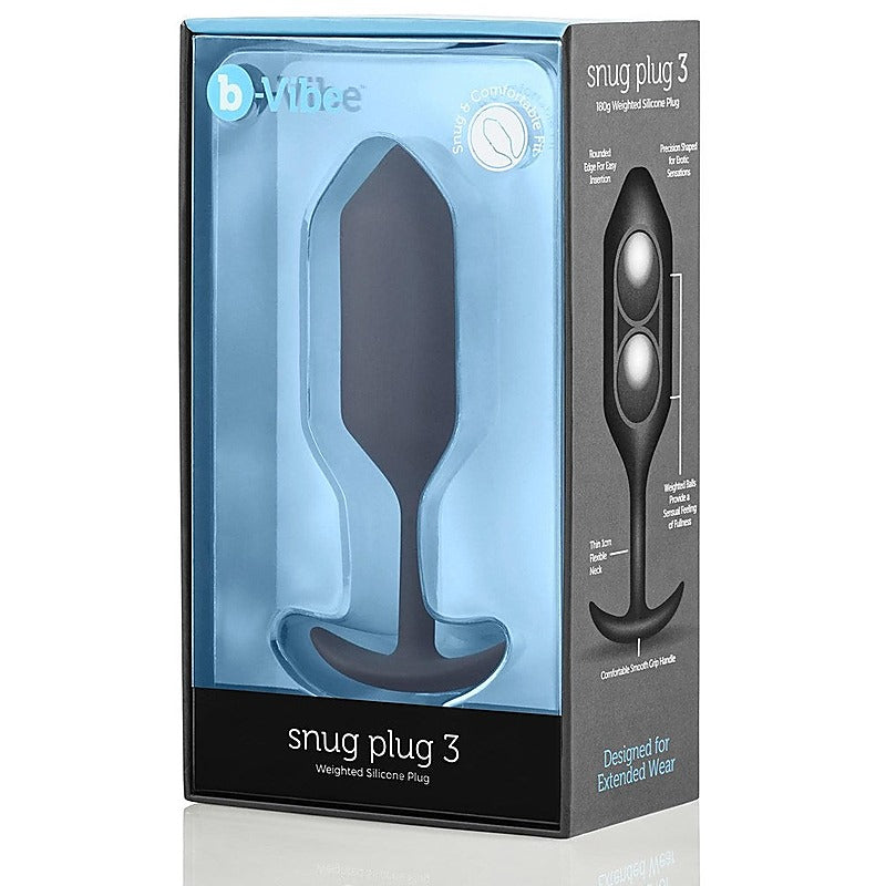 B Vibe Snug Plug 3 Weighted Silicone Butt Plug for Extended Anal Play - Butt Plugs