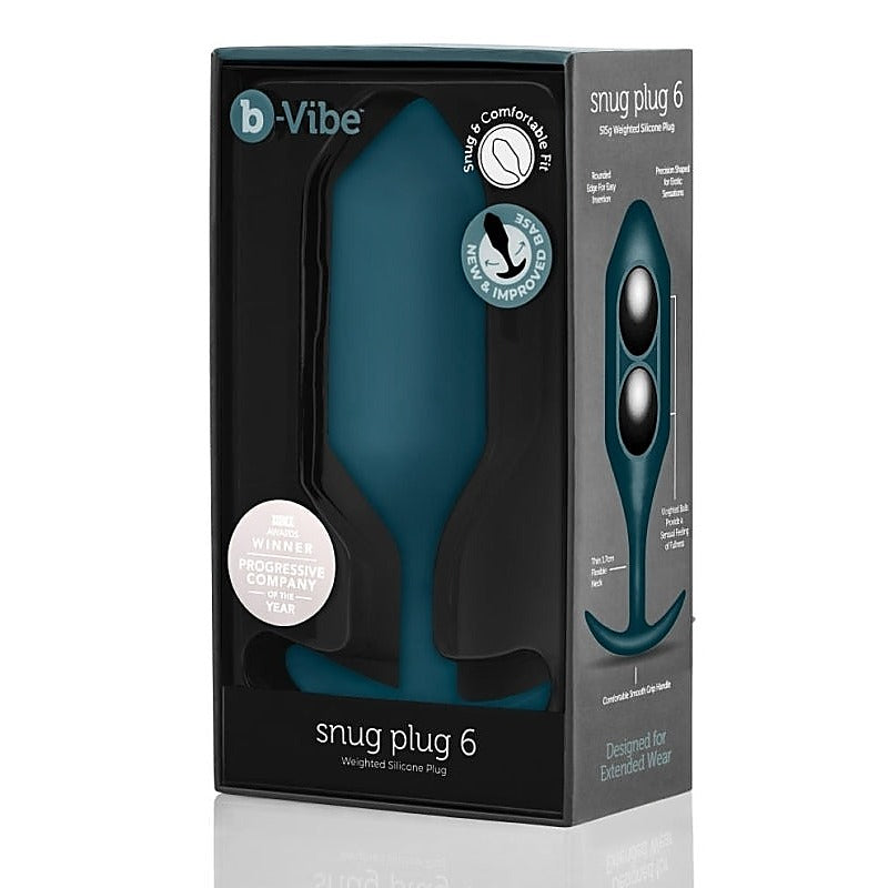 Weighted Silicone Butt Plug for Advanced Users - B-Vibe Snug Plug 6 - Butt Plugs