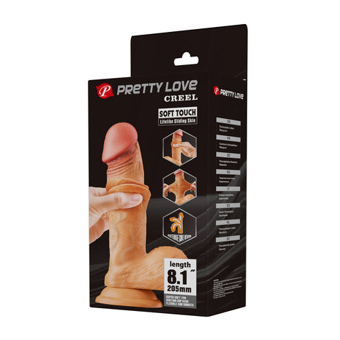 Pretty Love Creel 8.1 Inches Suction Cup Realistic Dong with Sliding Skin - Realistic Dildos