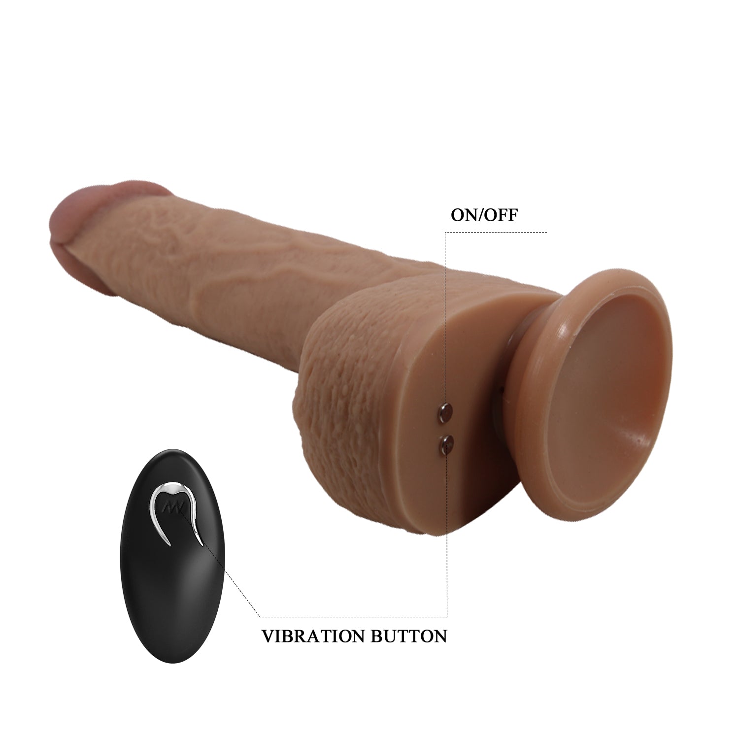 Baile Tommy Realistics Rechargeable Dong with Vibration and Thrusting - - Vibrating Dildos