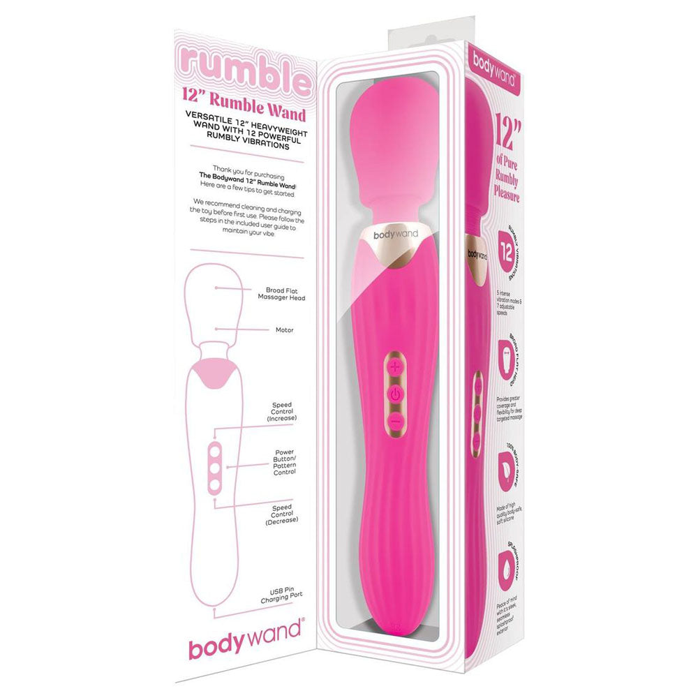 Xgen Bodywand RUMBLE Rechargeable Vibrator Hot Pink with Flexible Neck - - Body Wands