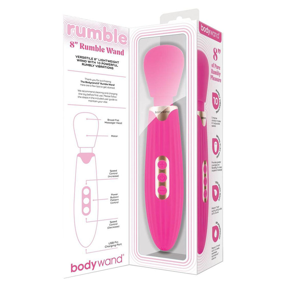Xgen Bodywand RUMBLE Rechargeable Vibrator Hot Pink with Flexible Neck - - Body Wands
