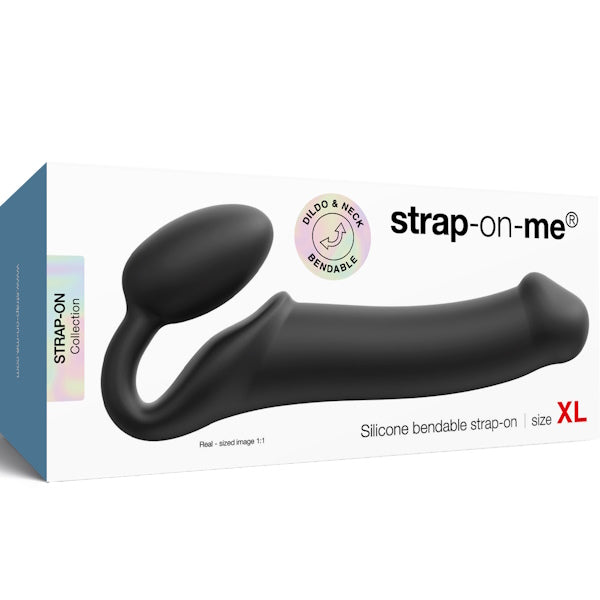 STRAP-ON-ME NEW Bendable Strap-On Silicone Dildo Black - Strap On Sextoys