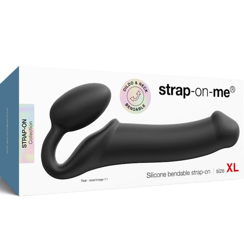 STRAP-ON-ME NEW Bendable Strap-On Silicone Dildo Black - Strap On Sextoys