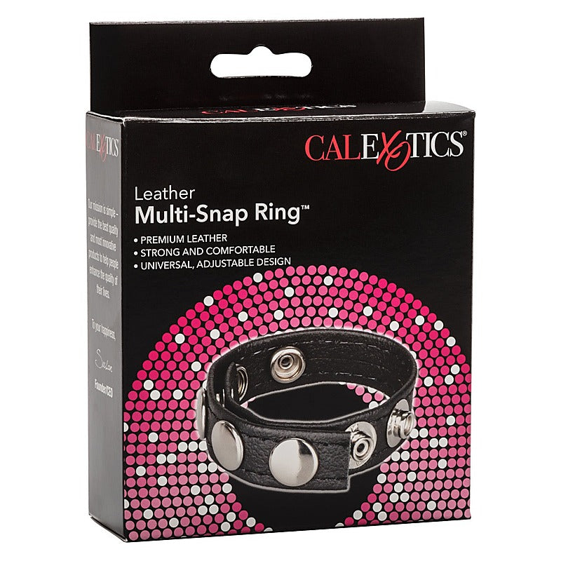 Ares Leather Multi Snap Cock Ring by California Exotics - Cock Rings