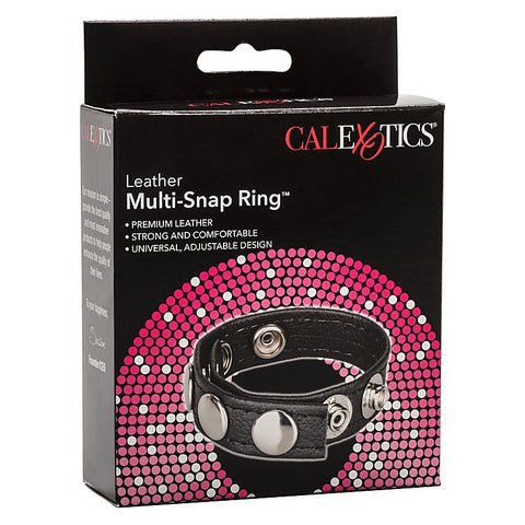 Ares Leather Multi Snap Cock Ring by California Exotics - Cock Rings