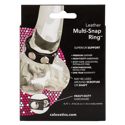 Ares Leather Multi Snap Cock Ring by California Exotics - Cock Rings