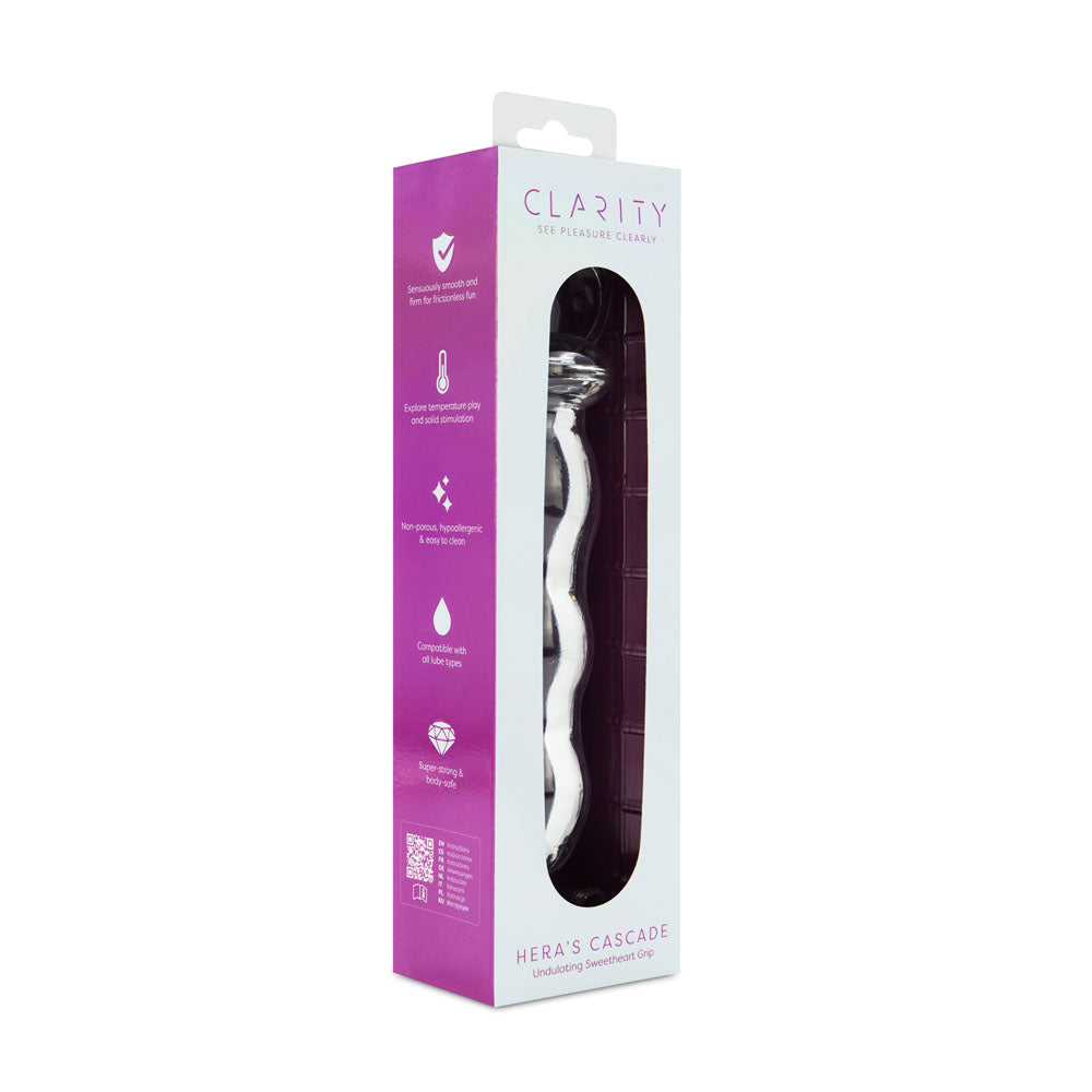 Creative Conceptions Clarity Heras Cascade Textured Glass Dildo - - Glass Sex Toys