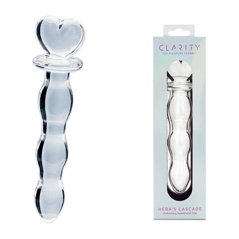 Creative Conceptions Clarity Heras Cascade Textured Glass Dildo - Glass Sex Toys