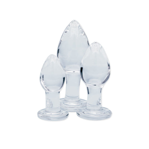 Creative Conceptions Clarity Utopian Trinity Glass Butt Plug Set - Glass Sex Toys