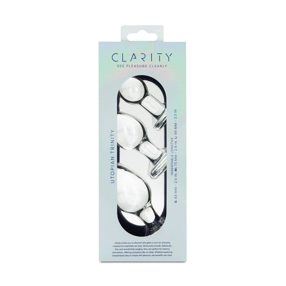 Creative Conceptions Clarity Utopian Trinity Glass Butt Plug Set - - Glass Sex Toys