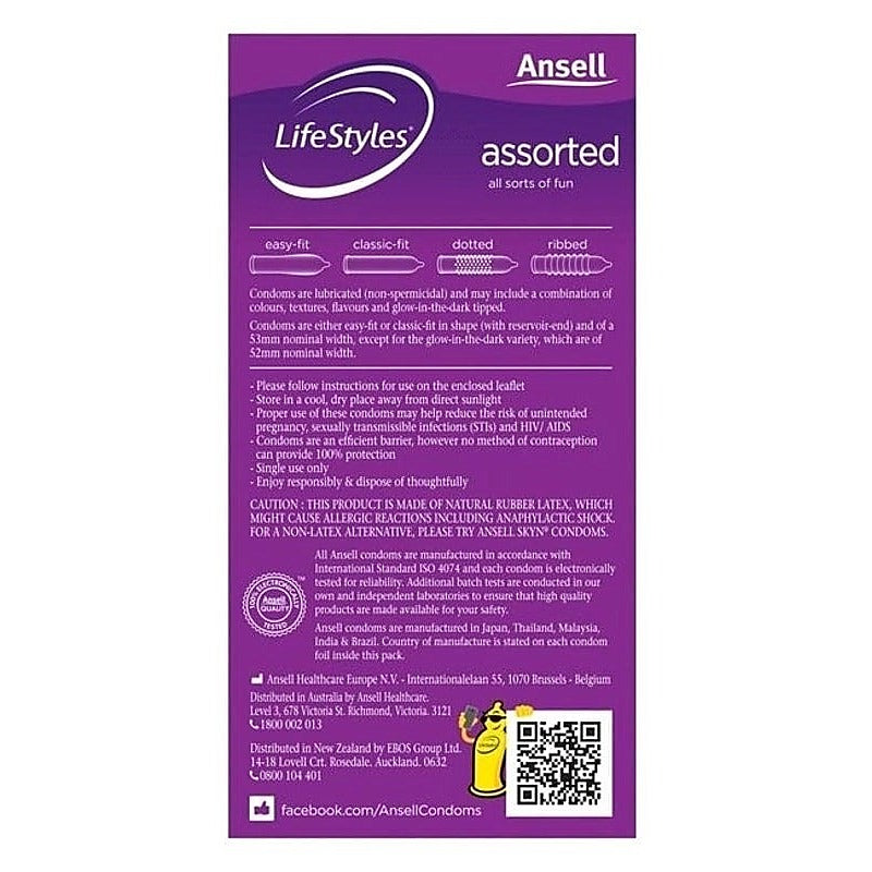 Ansell Assorted Condoms Essential Cock Gear Mixed Variety Pack - Condoms