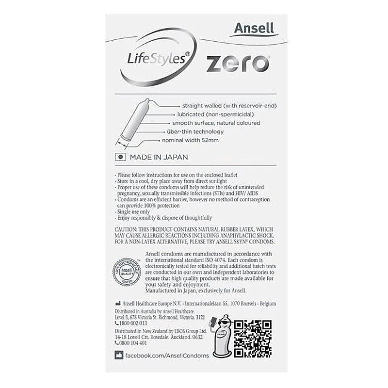 Zero Uber Thin Condoms 8 Pack by Ansell - Condoms