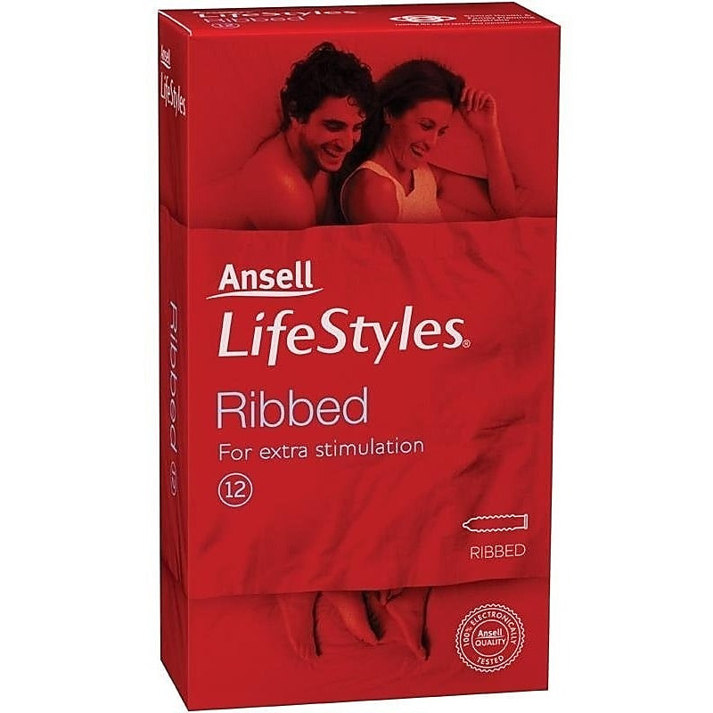 Lifestyle Ribbed Condoms 12 Pk by Ansell - Condoms