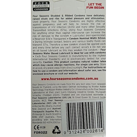 Four Seasons Studded & Ribbed Condoms CRing for Every Man Enhanced Texture - Condoms