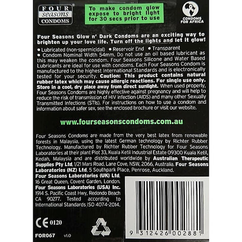 Four Seasons Glow In Dark Condoms Buy More Save More with Phosphorescent Glow - Condoms
