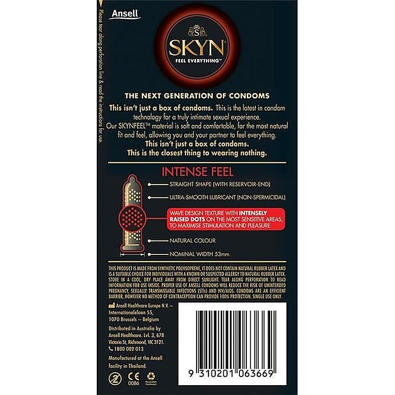Ansell SKYN Intense Feel Condom 10 Pack - Condoms