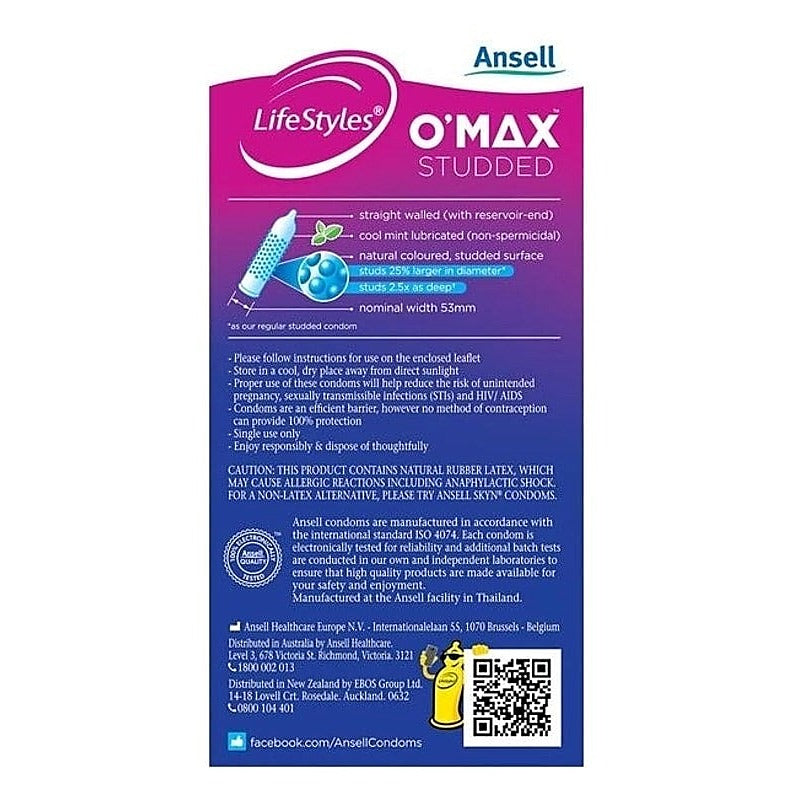LifeStyles O-Max Condoms 10 Pack by Ansell - Condoms