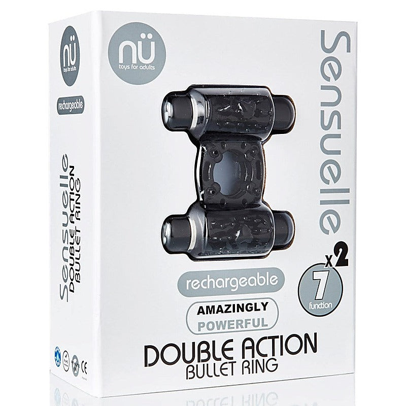 Nu Sensuelle Double Action Bullet Ring Dual Vibrator Cock Ring - Cock Rings