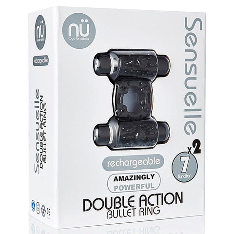 Nu Sensuelle Double Action Bullet Ring Dual Vibrator Cock Ring - Cock Rings