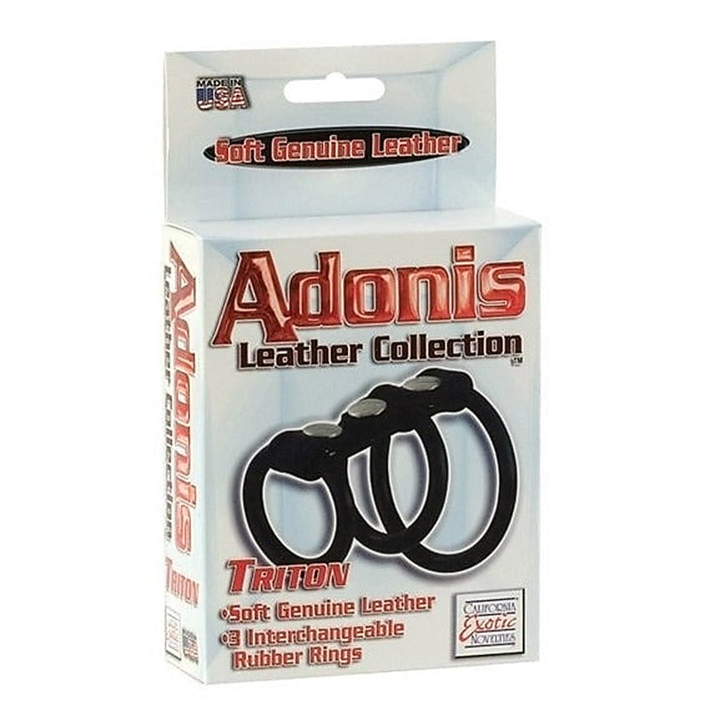 Adonis Triton Leather Cock Ring by California Exotics - Cock Rings