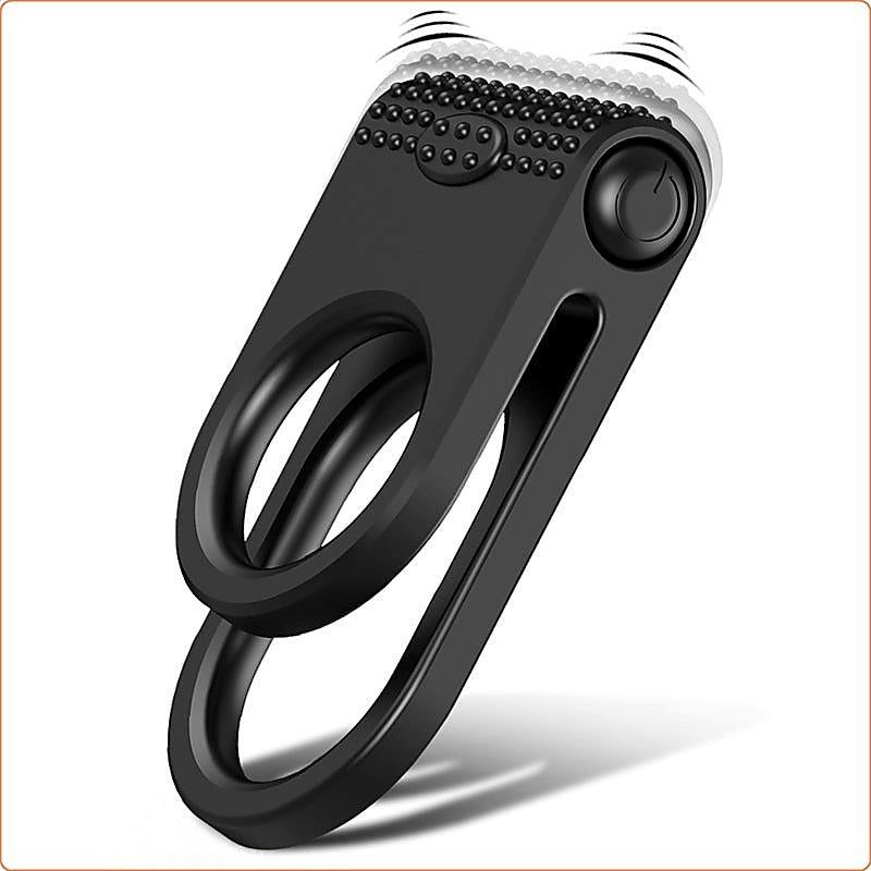 BDStyle Twins Vibrator Erection Enhancer Cock Ring with Dual Stimulation - Ball and Cock Toys