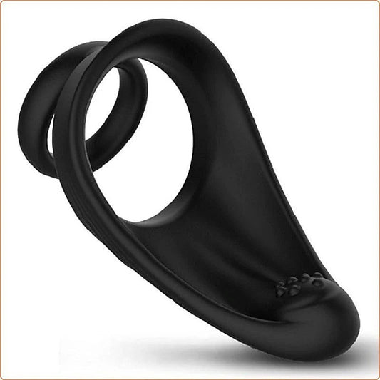 Silicone Dual Penis Ring with Taint Teaser by BDStyle - Ball and Cock Toys
