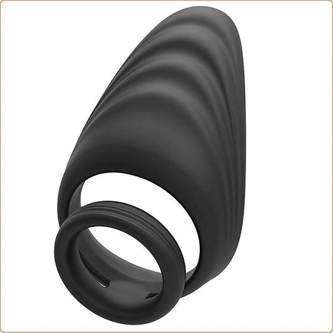 Silicone Dual Penis Ring with Taint Teaser by BDStyle - Ball and Cock Toys
