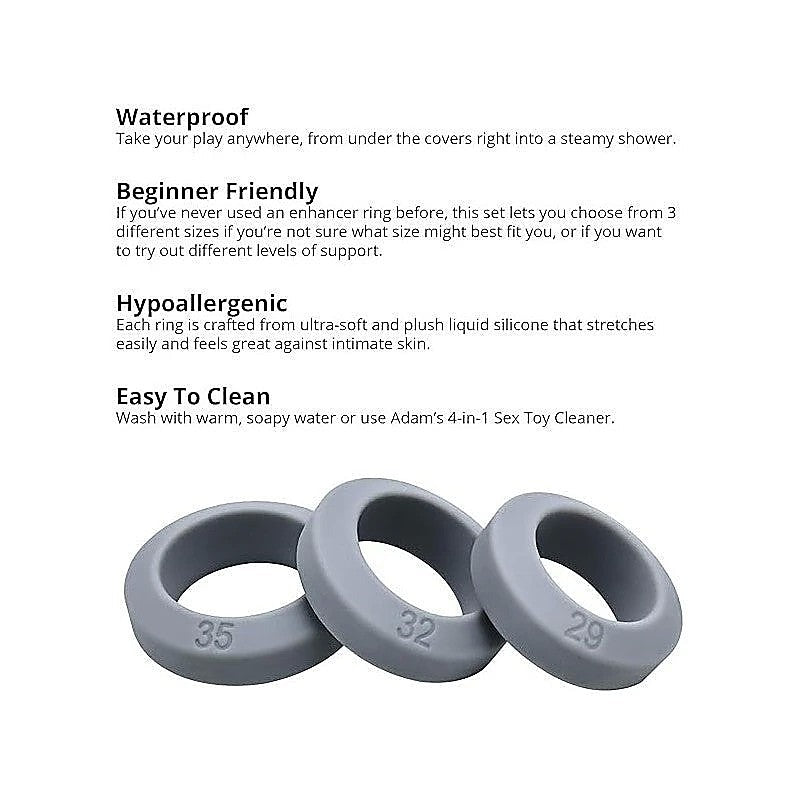 Pleasure Enhancing Cock Ring Set by Adam & Eve - Ball and Cock Toys