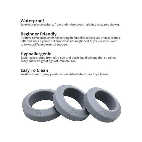 Pleasure Enhancing Cock Ring Set by Adam & Eve - Ball and Cock Toys