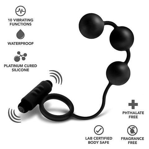Platinum Anal Beads & Vibrating C-Ring by Blush Novelties - Ball and Cock Toys